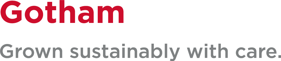 Gotham font with sample that says "Grown sustainably with care."